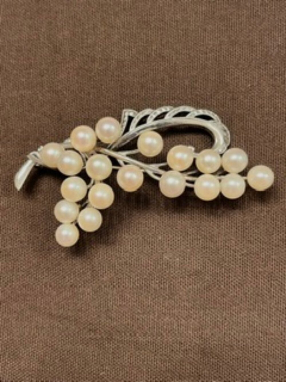 Vintage Sterling Silver Pearl Cluster Pin Brooch